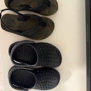 volcom Kids Camo and Black Flip Flops and Inspired crocs